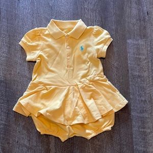 POLO RALPH LAUREN
Baby Girls Yellow Stretch Mesh Peplum Short Sleeved Shortall